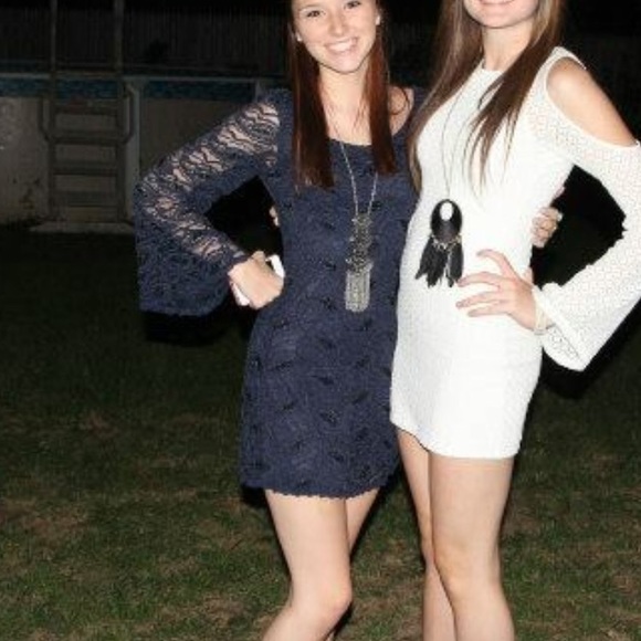 Beautiful Navy Blue crochet mini Dress - Picture 1 of 2